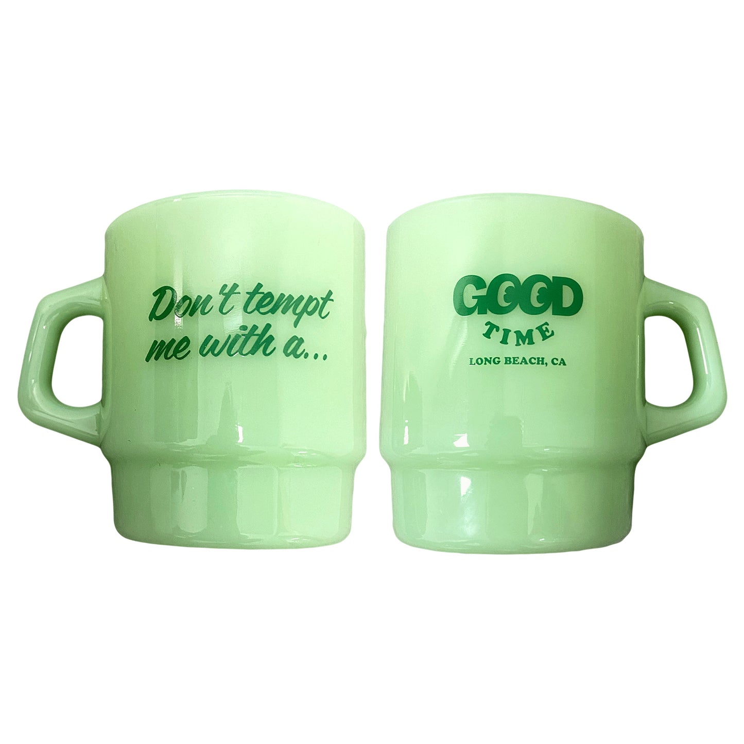 Don't Tempt Me With A Good Time Milk Glass Mug - Jade